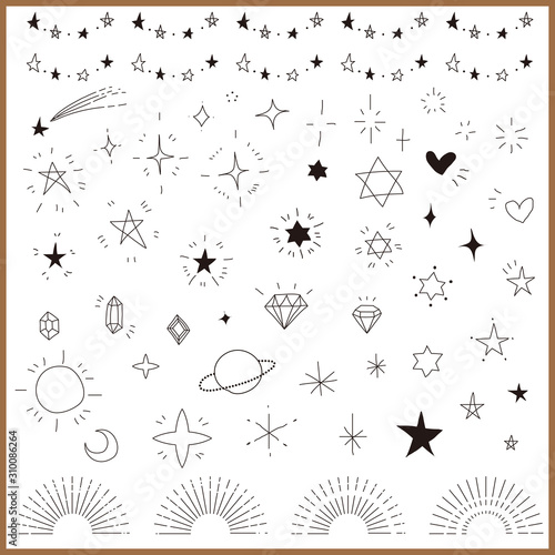 Hand drawn glitter icon set