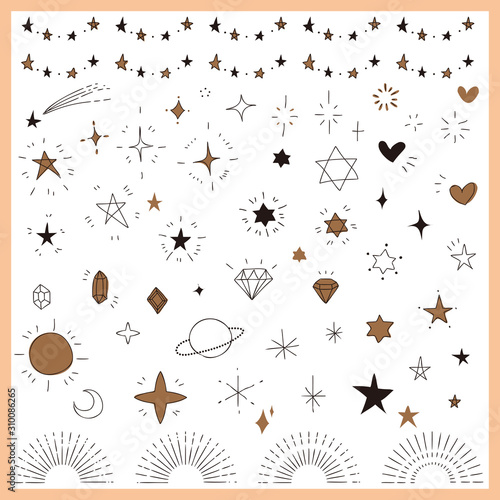 Hand drawn glitter icon set