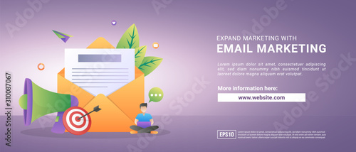 Vector illustration of email marketing and message concept. send message and message notification sign. Suitable for web landing page, marketing, advertising, promotion, banner. Vector illustration