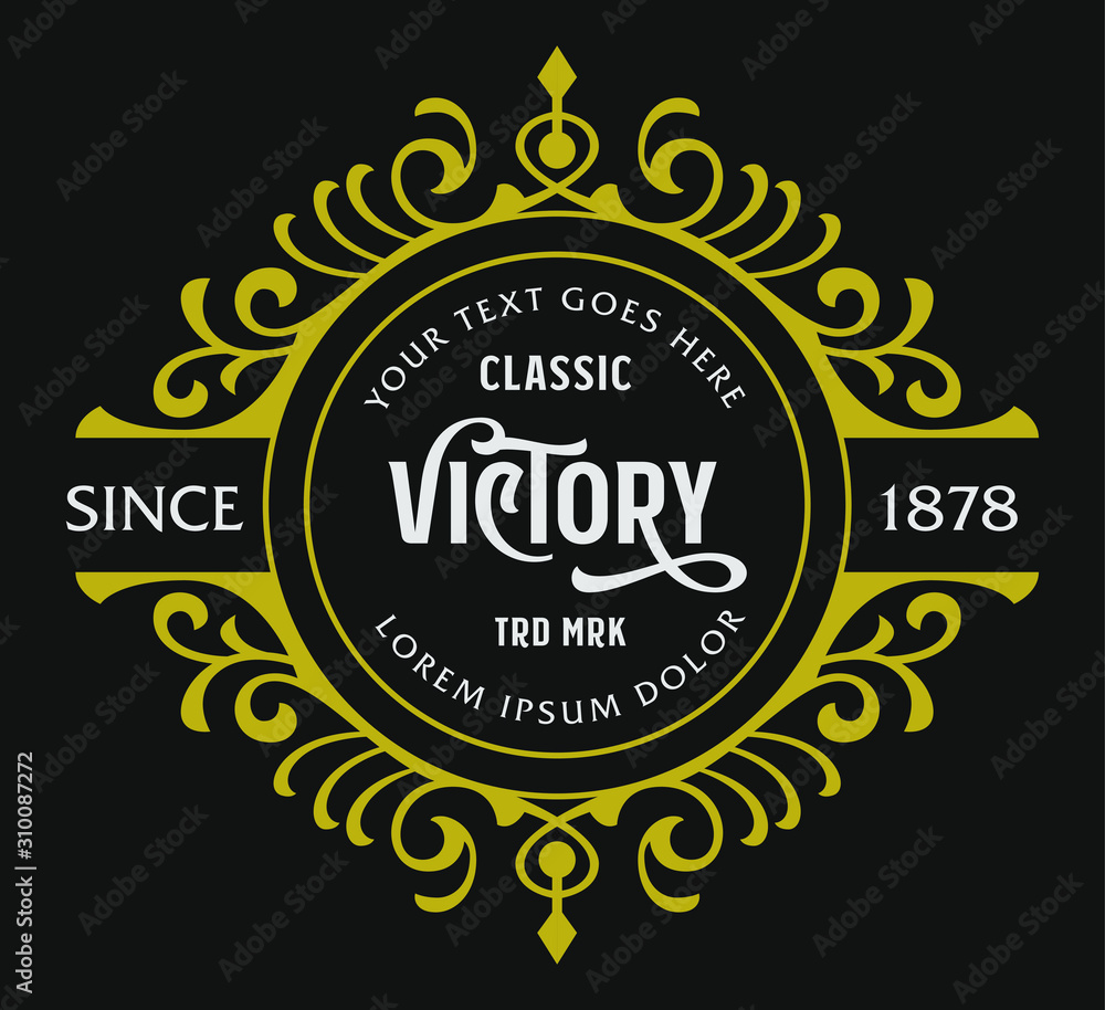 Fototapeta premium Victorian Ornament Badge Classic Decorative Style Frame Template
