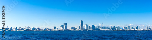 (神奈川県ｰ風景パノラマ)埠頭から望む横浜湾岸エリア７