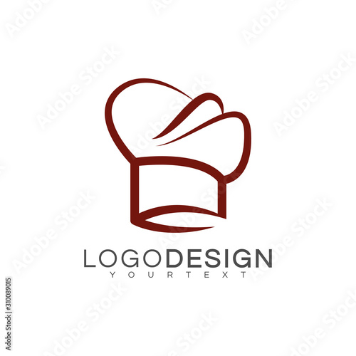 Chef hat Logo design with white background. Can be used for restaurant logo, catering logo, neon box, id card,