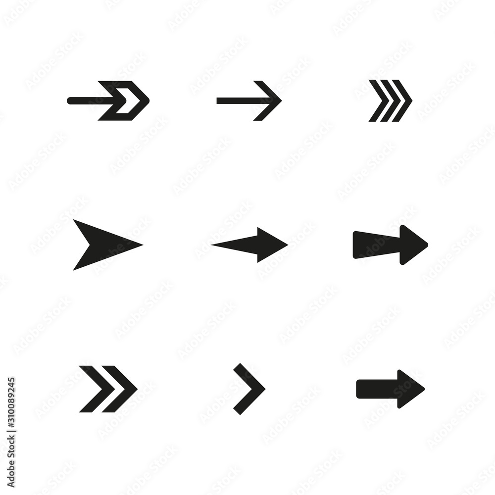 Set of black arrows. Collection of different styles. Vector illustration. Set of black arrows. Collection of different styles. Vector illustration.