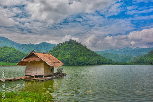 Bamboo hut on lake