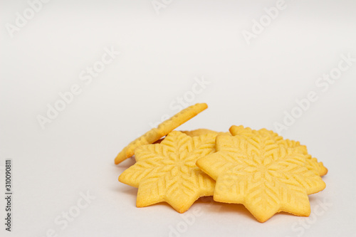 Cookie snowflake on a white background
