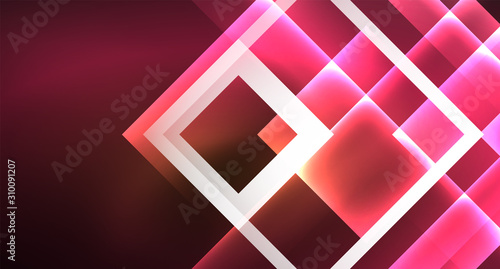 Free Download Shiny neon design square shape abstract background. Retro vector abstract design banner template - GFXLoad
