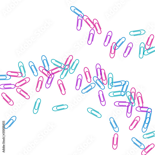 Stationary paperclips isolated on white background
