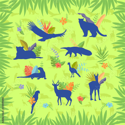 Conjunto de siluetas de animales