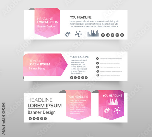 Abstract of Infographic web banner modern low polygon set background design, Geometric background. eps10 vector illustration.