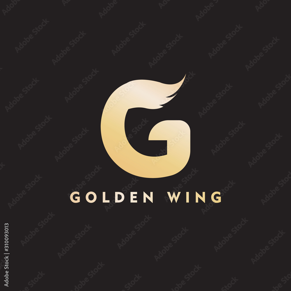 Fototapeta premium vector initial letter g business wing logo icon corporate technology concept gold color