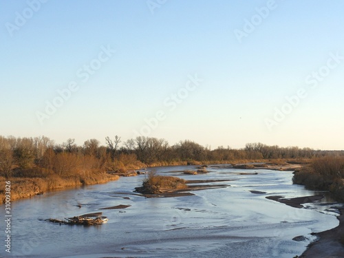 Close up shot of the Wichita River on a cloudless day in winter, Oklahoma.