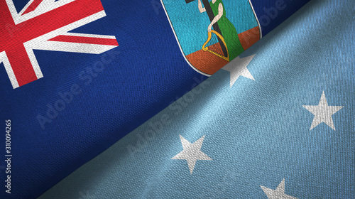 Montserrat and Micronesia two flags textile cloth, fabric texture photo