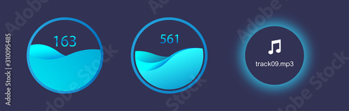 Circle bar UI, UX, KIT interface, modern beautiful design of indicators, Info elements set. Progress bar for dashboard UI, UX, KIT, HUD interface. Vector GUI collection