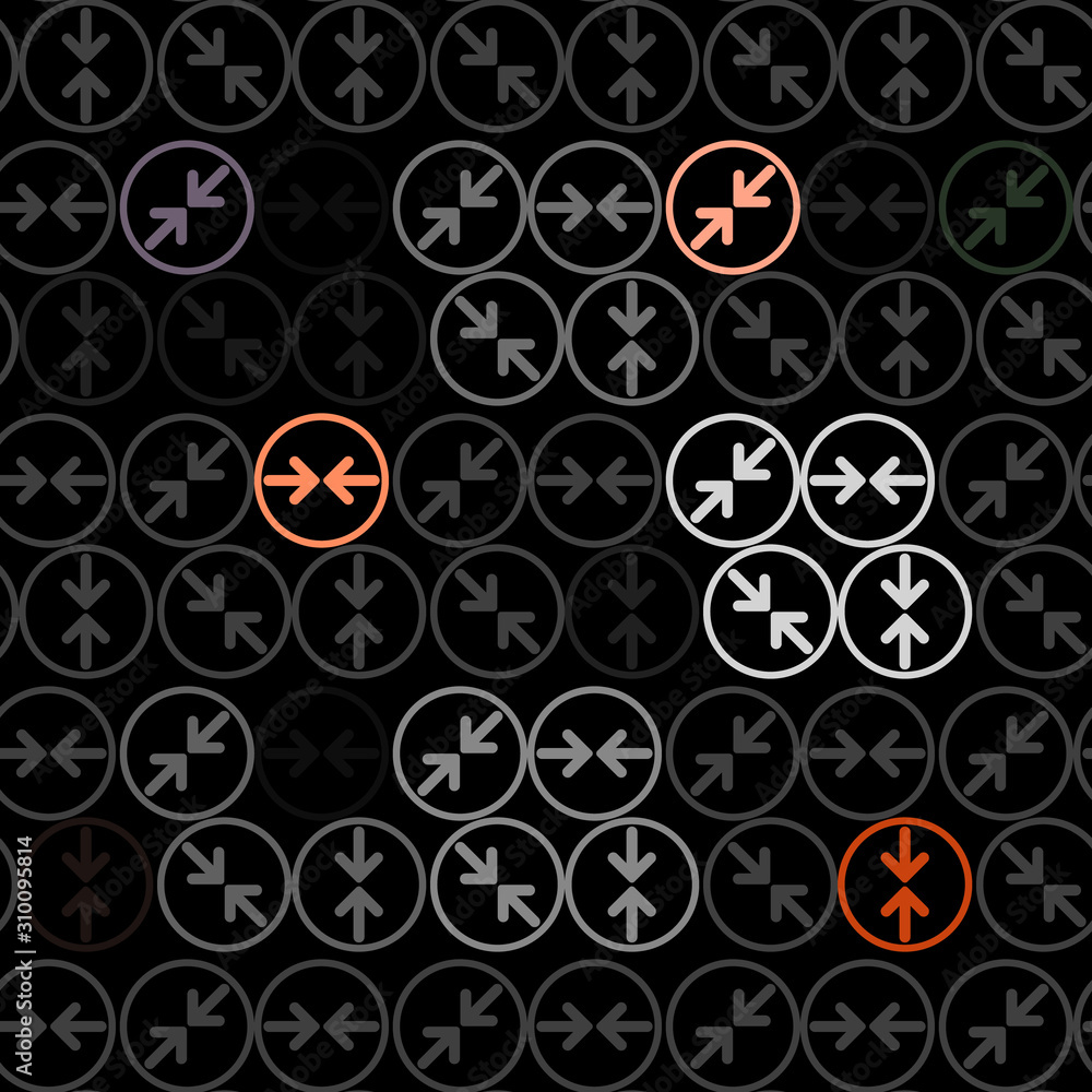 Grey Arrow icon isolated seamless pattern on black background. Direction Arrowhead symbol. Navigation pointer sign. Vector Illustration Grey Arrow icon isolated seamless pattern on black background. Direction Arrowhead symbol. Navigation pointer sign. Vector Illustration