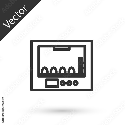 Grey line Incubator for eggs icon isolated on white background. Vector Illustration