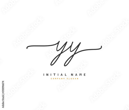 Y YY Beauty vector initial logo, handwriting logo of initial signature, wedding, fashion, jewerly, boutique, floral and botanical with creative template for any company or business.