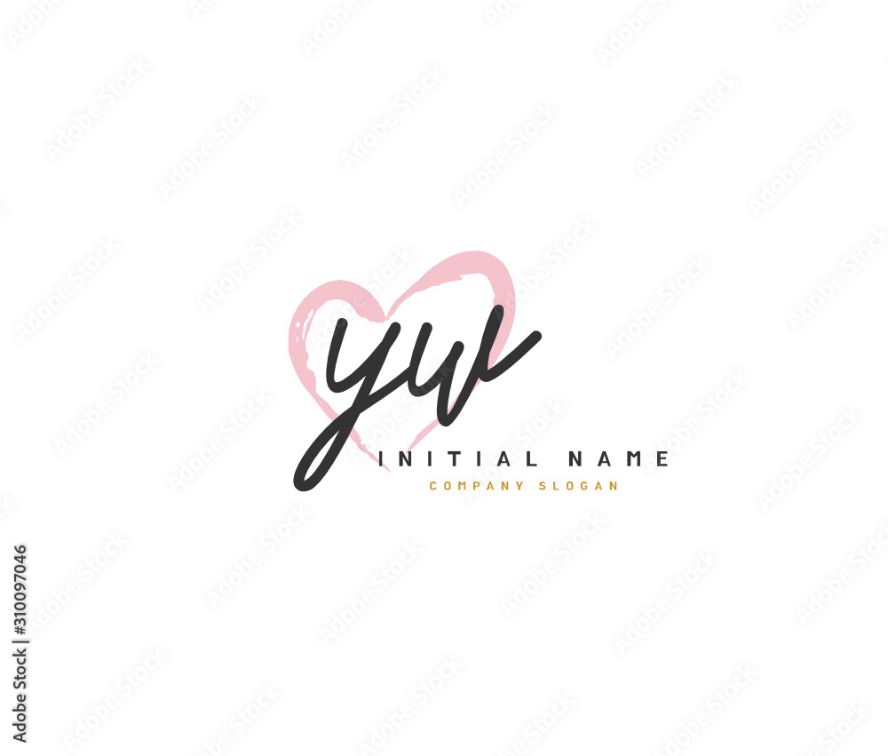 Y W YW Beauty vector initial logo, handwriting logo of initial signature, wedding, fashion, jewerly, boutique, floral and botanical with creative template for any company or business.