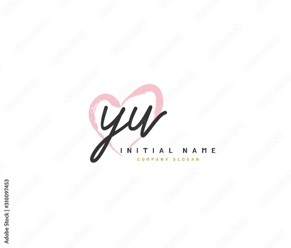 Y U YU Beauty vector initial logo, handwriting logo of initial signature, wedding, fashion, jewerly, boutique, floral and botanical with creative template for any company or business.