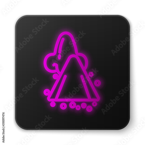 Glowing neon line Runny nose icon isolated on white background. Rhinitis symptoms, treatment. Nose and sneezing. Nasal diseases. Black square button. Vector Illustration