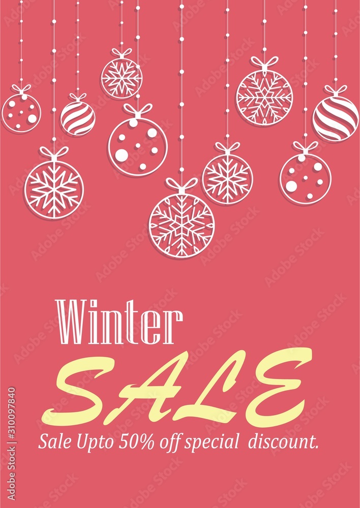  Winter sale flyer,  handwritten font, online sale banners.