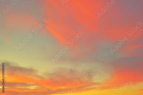 beautiful blue and yellow evening sky. sunset background