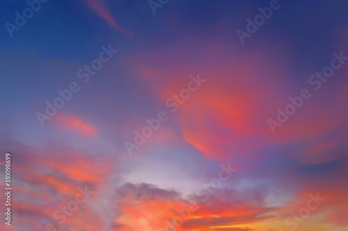 beautiful blue and yellow evening sky. sunset background