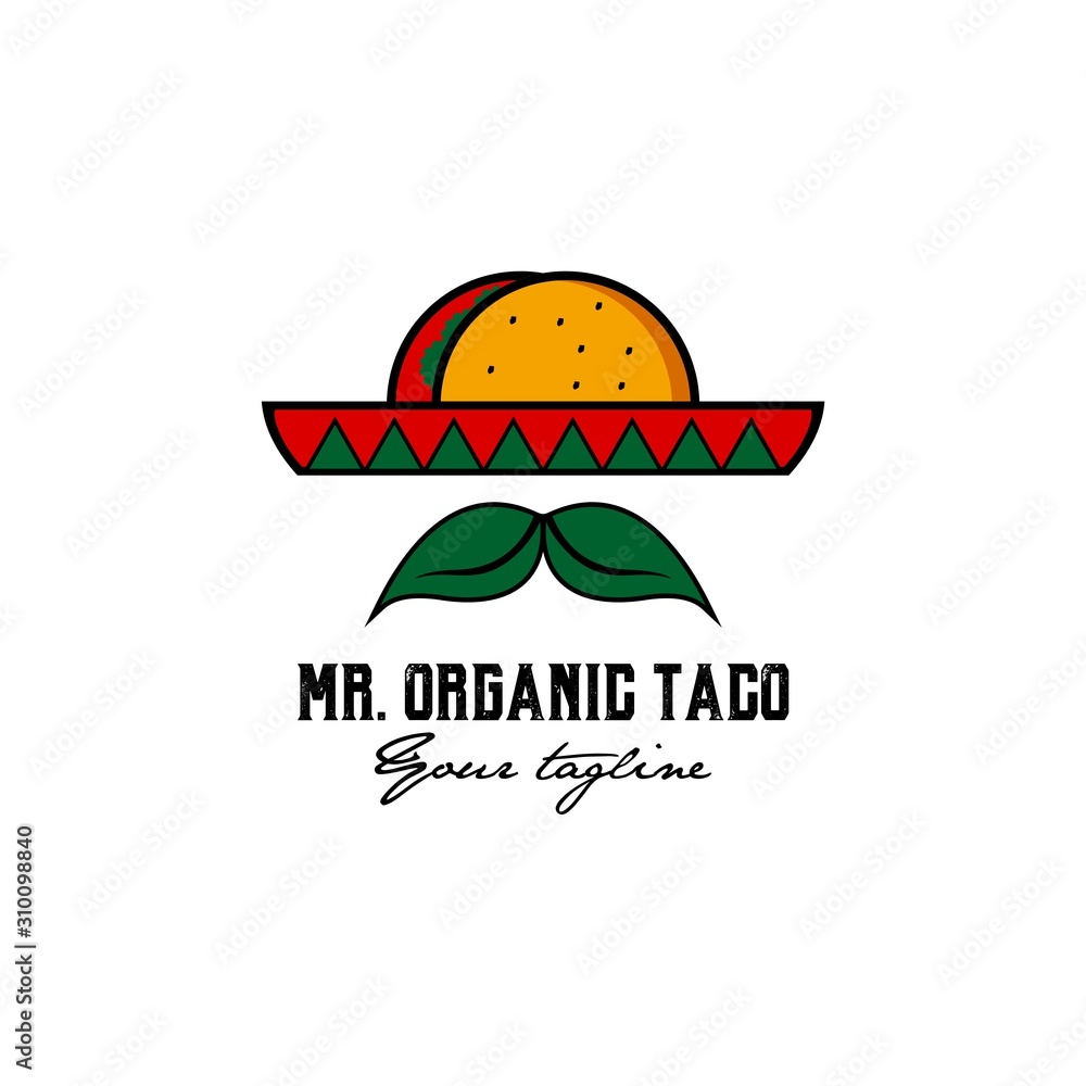 mr. organic taco mexican logo design mr. organic taco mexican logo design