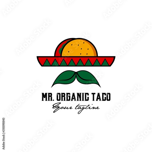 mr. organic taco mexican logo design