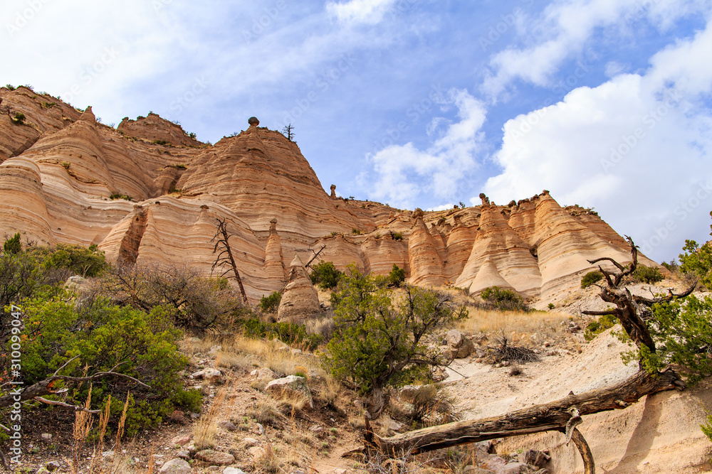 Rock formations in the Kasha Katuwe National Monument Park or Kasha-Katuwe Tent Rocks National Monument, New Mexico, USA