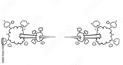 hand drawn Angry smoke elements stressed emotion comic graphic doodle style vector