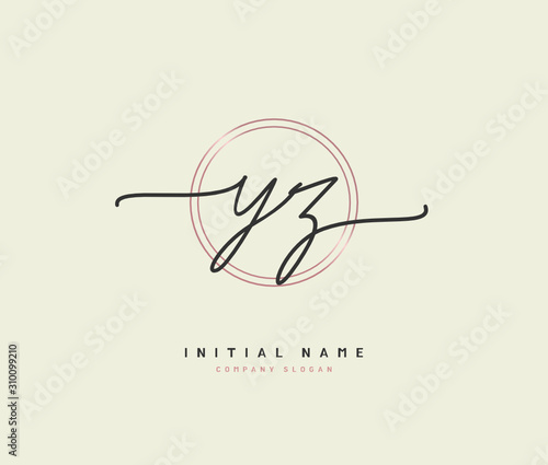 Y Z YZ Beauty vector initial logo, handwriting logo of initial signature, wedding, fashion, jewerly, boutique, floral and botanical with creative template for any company or business.