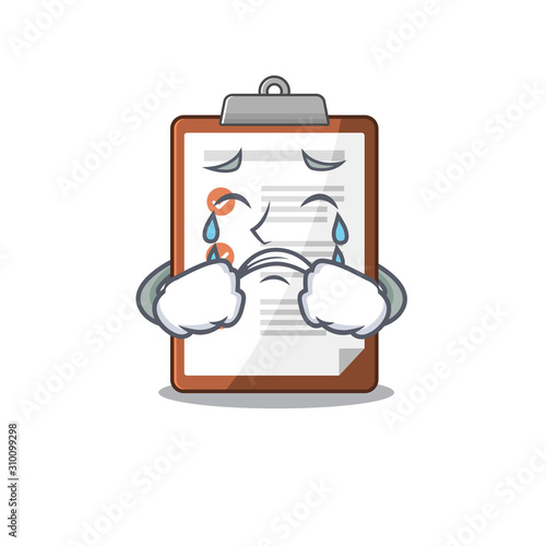 Sad Crying clipboard Scroll cartoon character design