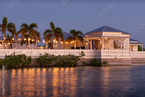 Night time view of the tropical resort.