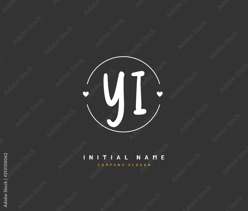 Y I YI Beauty vector initial logo, handwriting logo of initial signature, wedding, fashion, jewerly, boutique, floral and botanical with creative template for any company or business.