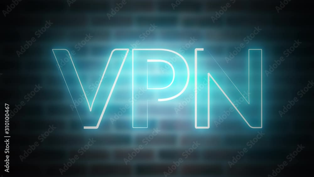 3D rendering of shine text VPN against the background of brick, computer generated wireframe symbol with glowing laser light 3D rendering of shine text VPN against the background of brick, computer generated wireframe symbol with glowing laser light