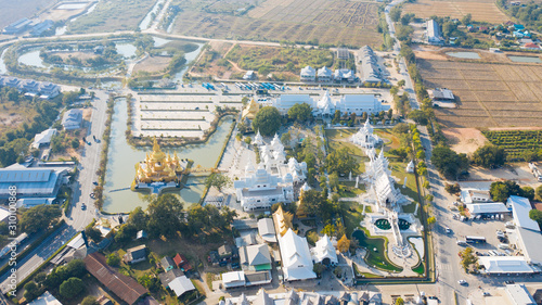 Aerial view of Wat Rong Khun, Chiang Rai, Thailand