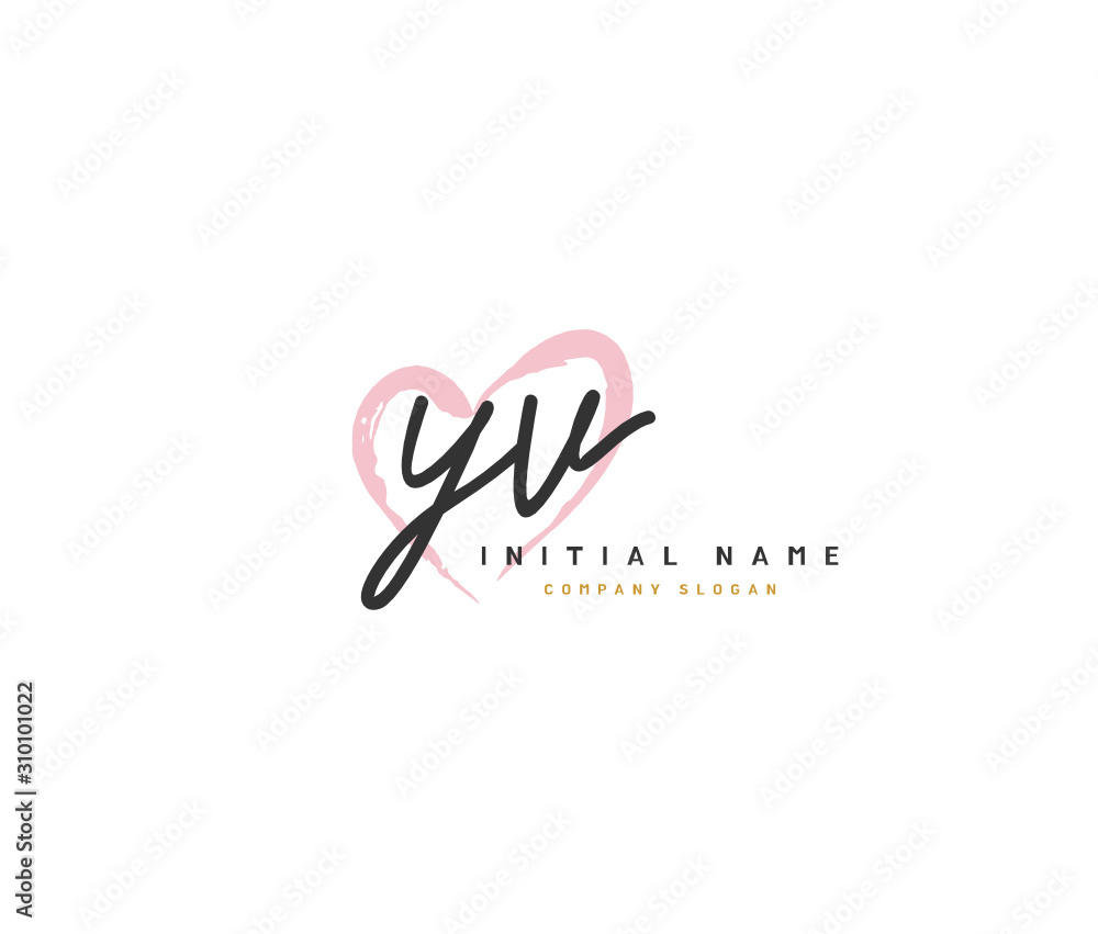 Y V YV Beauty vector initial logo, handwriting logo of initial signature, wedding, fashion, jewerly, boutique, floral and botanical with creative template for any company or business.