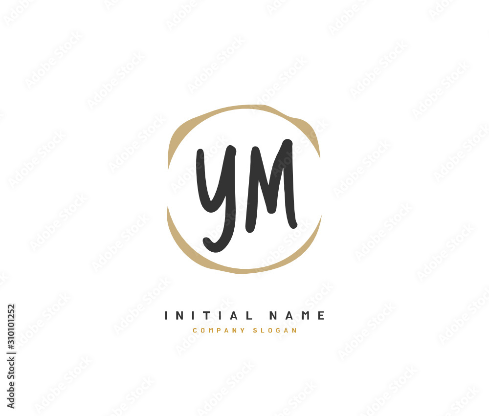 Obraz premium Y M YM Beauty vector initial logo, handwriting logo of initial signature, wedding, fashion, jewerly, boutique, floral and botanical with creative template for any company or business.