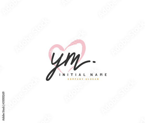Y M YM Beauty vector initial logo  handwriting logo of initial signature  wedding  fashion  jewerly  boutique  floral and botanical with creative template for any company or business.