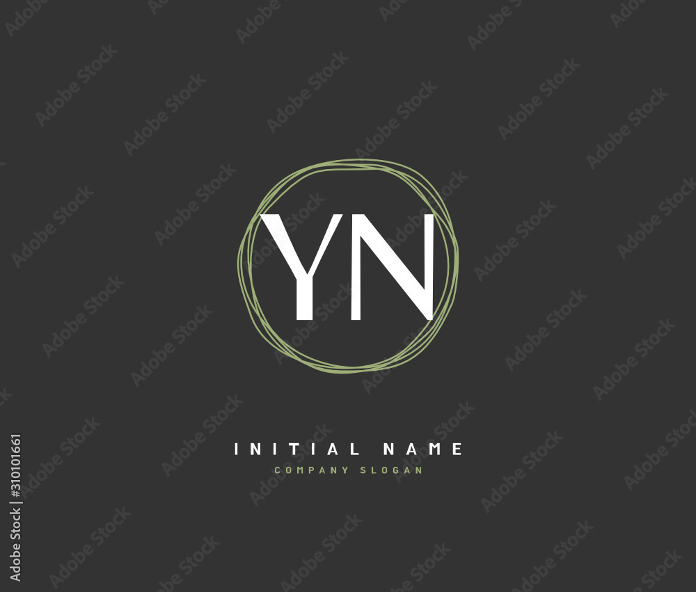 Y N YN Beauty vector initial logo, handwriting logo of initial signature, wedding, fashion, jewerly, boutique, floral and botanical with creative template for any company or business. - obrazy, fototapety, plakaty 