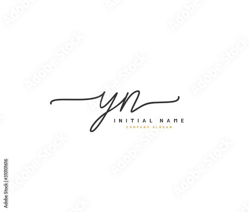 Y N YN Beauty vector initial logo, handwriting logo of initial signature, wedding, fashion, jewerly, boutique, floral and botanical with creative template for any company or business.