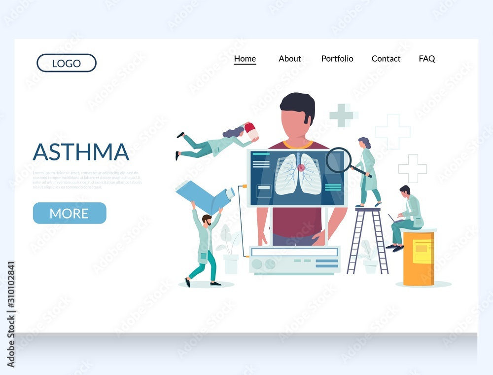 Asthma vector website landing page design template