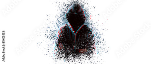 Slika na platnu Cybersecurity, computer hacker with hoodie