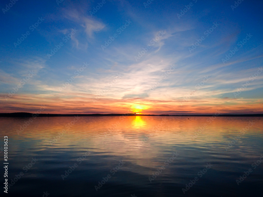 sunset on Lake in Minsk Belarus sunset on Lake in Minsk Belarus