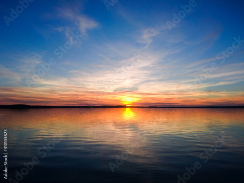 sunset on Lake in Minsk Belarus