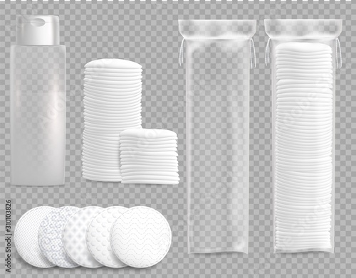 Makeup remover, cosmetic cotton pads, vector isolated illustration