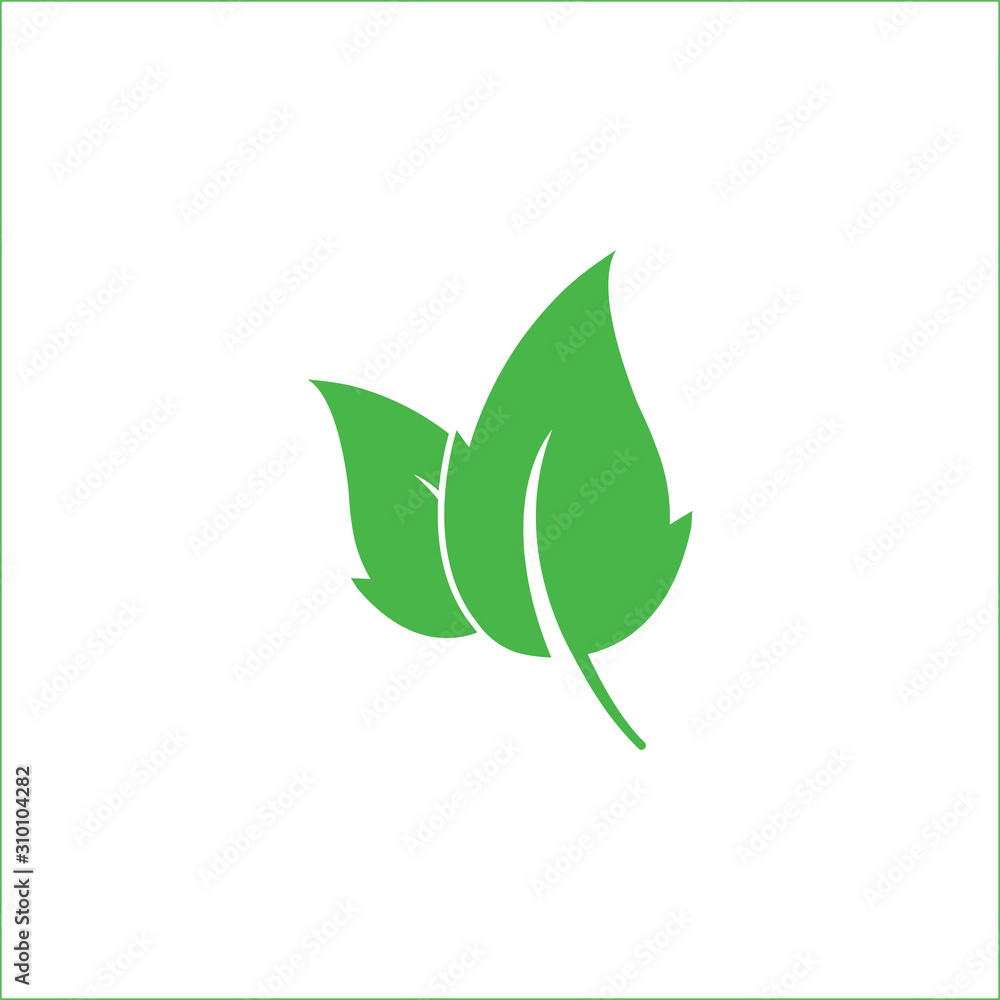 Obraz premium Green leaf, Eco icon Vector illustration, flat design