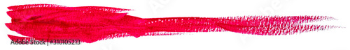 Hand drawn isolated long narrow paintbrush gouache stripe with dirty red color eps 10 vector illustration