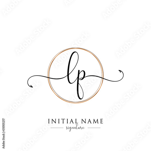 Initial Letter LP Signature Handwriting and Elegant Logo Design Vector