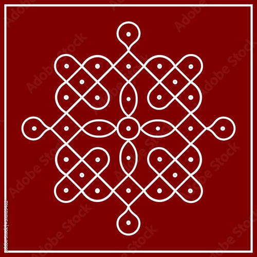 Traditional Indian folk art - known as rangoli, kolam, alpona for diwali,onam, vector design